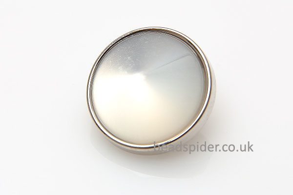 Silver Plate with Opalite Round Shank Buttons