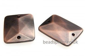 Copper Top-Bottom Double Drilled Facetted Rectangles