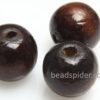 Wood Dark Varnish Round Bead