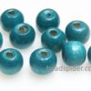 Wood Teal Round Bead