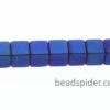 Hematite Matte Blue Coloured Cubes