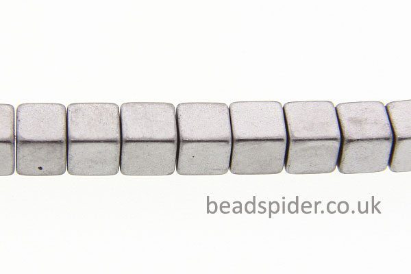 Hematite Matte Silver Coloured Cubes