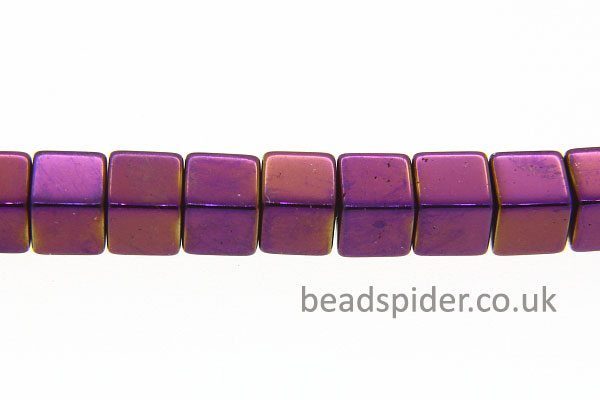 Hematite Purple / Gold Coloured Cubes