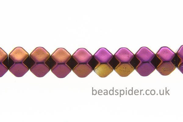Hematite Facetted Purple / Gold Coloured Cubes