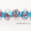 Teal with Pink Roses with Silver Shimmer-dust Swirls