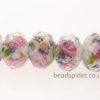 White with Hot Pink Roses Leaves Blue and Copper Shimmer-dust Specs