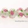 Clear with Hot Pink Roses and Leaves on White