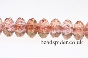 Lustre Gold Topaz Pink  Czech Glass