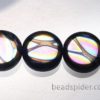 Black with Multi Colour Cross Pattern Small Czech Glass