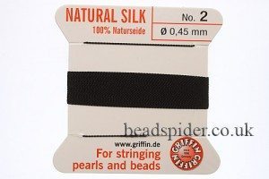 Black 100% Silk Knotting Thread size 2