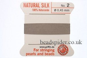 Grey 100% Silk Knotting Thread size 2