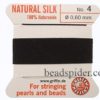 Black 100% Silk Knotting Thread size 4