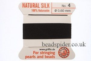 Black 100% Silk Knotting Thread size 4