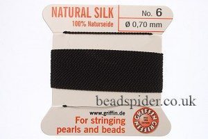 Black 100% Silk Knotting Thread size 6