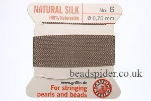 Grey 100% Silk Knotting Thread size 6