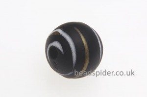 Black With White and Gold Stripe Solaris Bead