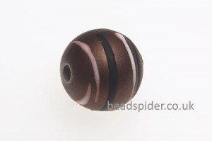 Brown With White and Black Stripe Solaris Bead