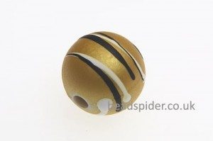 Saffron With White and Black Stripe Solaris Bead