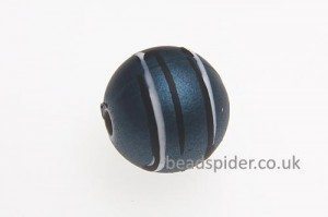 Steel Blue With White and Black Stripe Solaris Bead