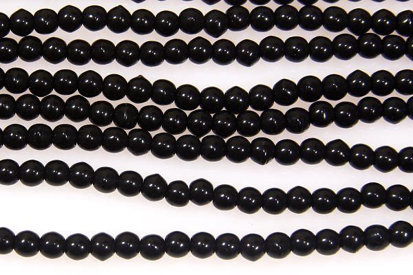 Jet Black Round Beads