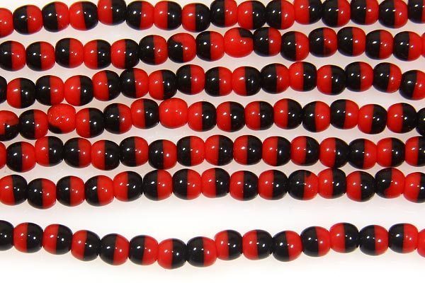 Red Black 2-tone Round Beads