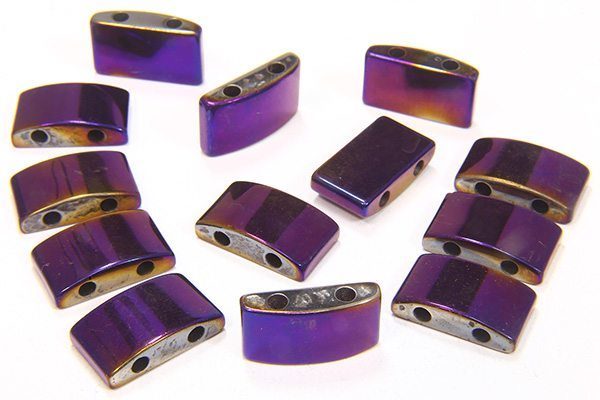 Mystic Purple Rectangle Hematite Duo