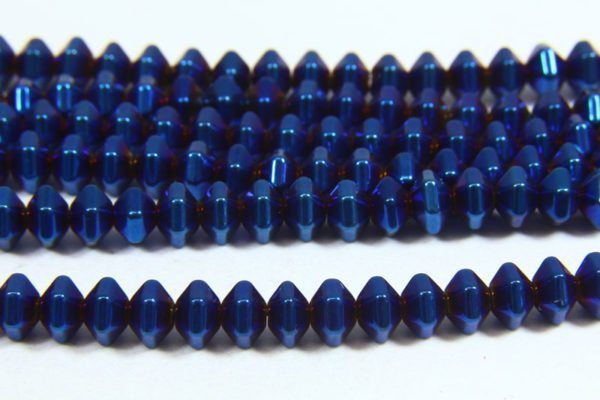 Hematite Electric Blue Bicones