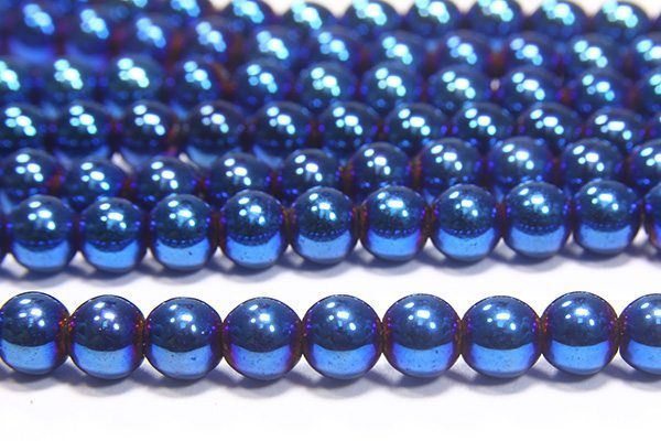 Electric Blue Round Hematite