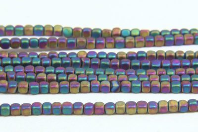 Matte Rainbow Rounded Hematite Cubes