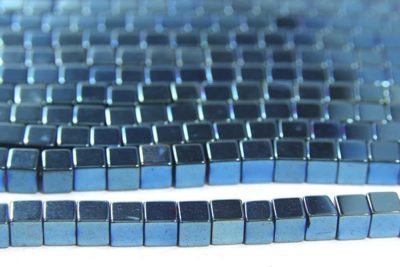 Ice Blue 4mm Hematite Cube