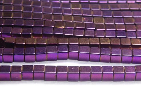 Mystic Purple 4mm Hematite Cube