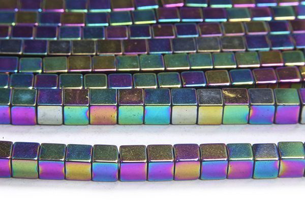 Rainbow 4mm Hematite Cube