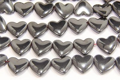 Natural 12mm Hearts Side Drill Hematite