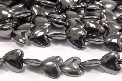 Natural 12mm Hearts Top Drill Hematite