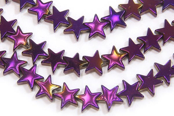 Mystic Purple 8mm Stars Hematite