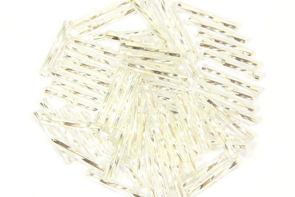 Silver Lined Clear Twisted Preciosa Bugle Beads