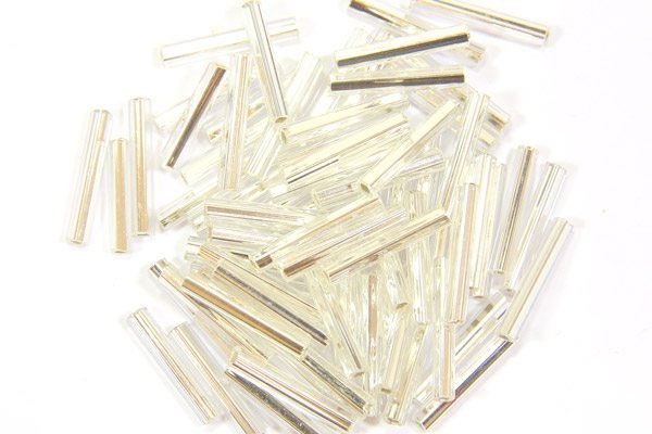 Silver Lined Clear Preciosa Bugle Beads