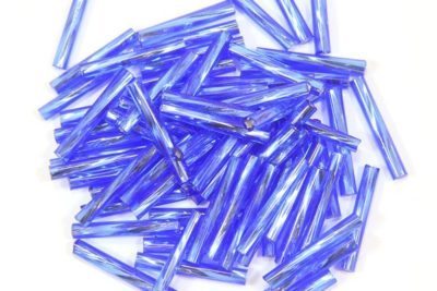 Silver Lined Egyptian Blue Twisted Preciosa Bugle Beads