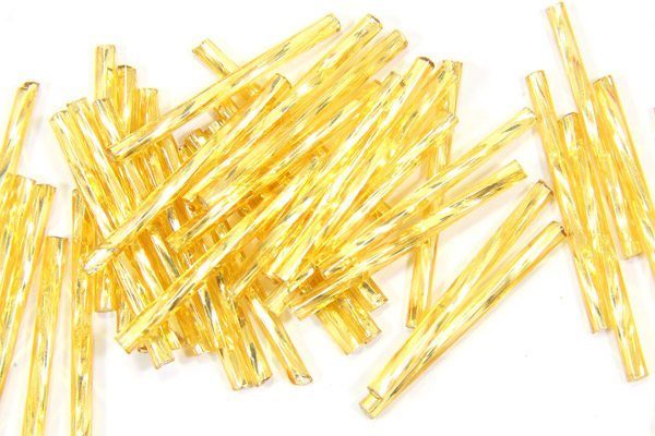 Silver Lined Gold Twisted Preciosa Bugle Beads