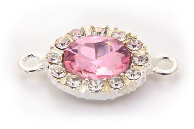 Rose Pink Oval Crystal Connector