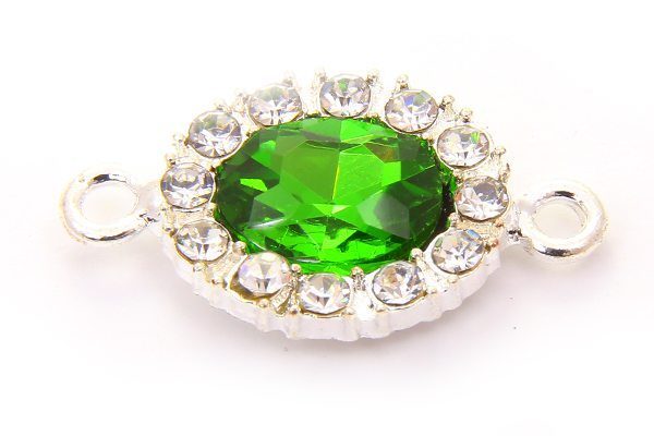 Light Emerald Oval Crystal Connector