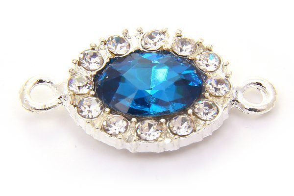 Azure Blue Oval Crystal Connector