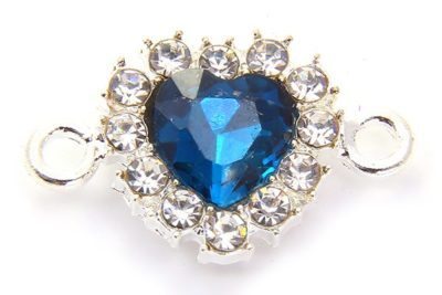 Azure Blue Heart Crystal Connector