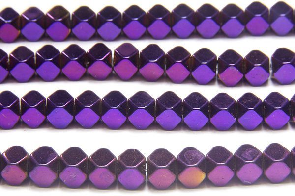 Mystic Purple 4mm Facetted Hematite Cubes