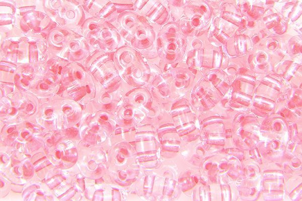 Clear Pink lined Preciosa Twin Beads