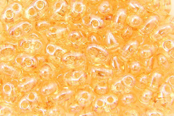 Clear Light Amber lined Preciosa Twin Beads