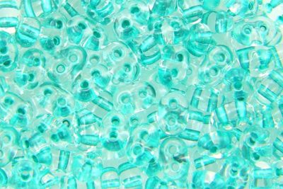 Clear Turquoise lined Preciosa Twin Beads