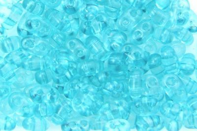 Transparent Teal Preciosa Twin Beads