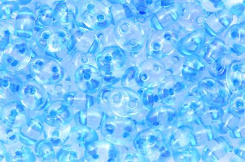 Clear Blue lined Preciosa Twin Beads