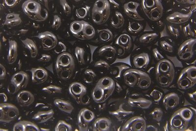 Satined Black Preciosa Twin Beads